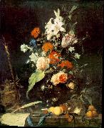 Jan Davidsz. de Heem Flower Still-life with Crucifix and Skull France oil painting reproduction
